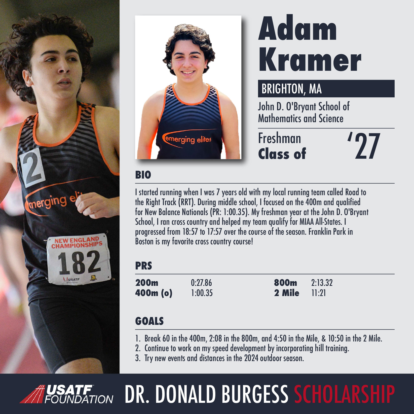 Adam Kramer 2024 Outdoor Scholarship Recipient